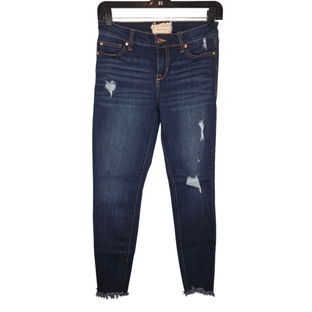 Altar'd State Drak Wash Skinny Raw Hem Ripped Denim Jeans Size 25/1